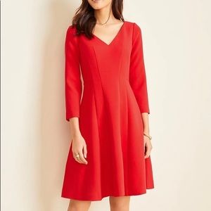 Ann Taylor Doubleweave Seamed Flare Dress
